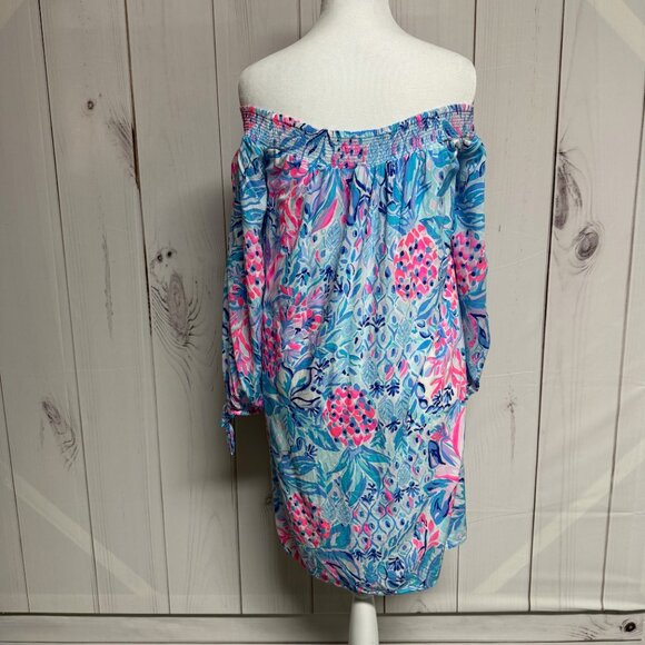 Lilly Pulitzer Maryellen OTS Dress Zanzibar Party Princess M EUC - Picture 2 of 11